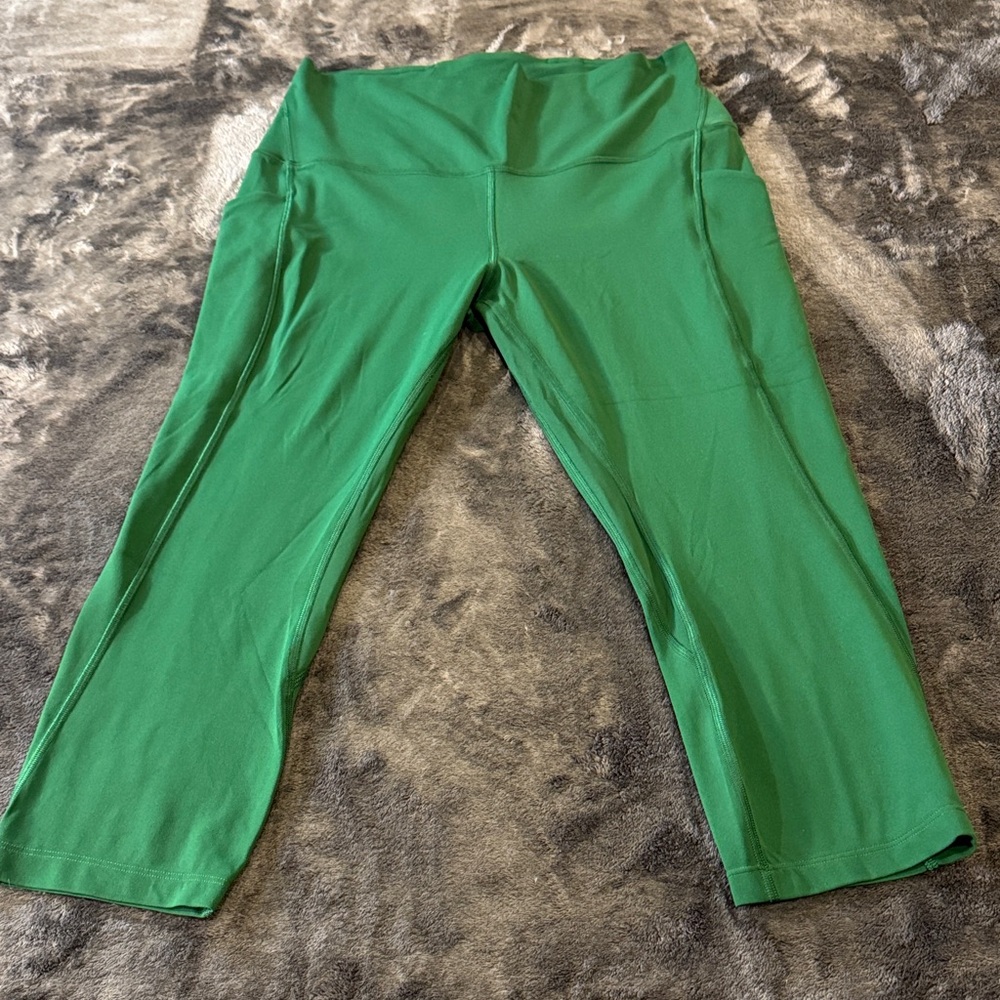LULULEMON ALIGN GREEN HIGH-RISE CROP LEGGINGS WITH POCKETS NWOT - 10 - Picture 4 of 13